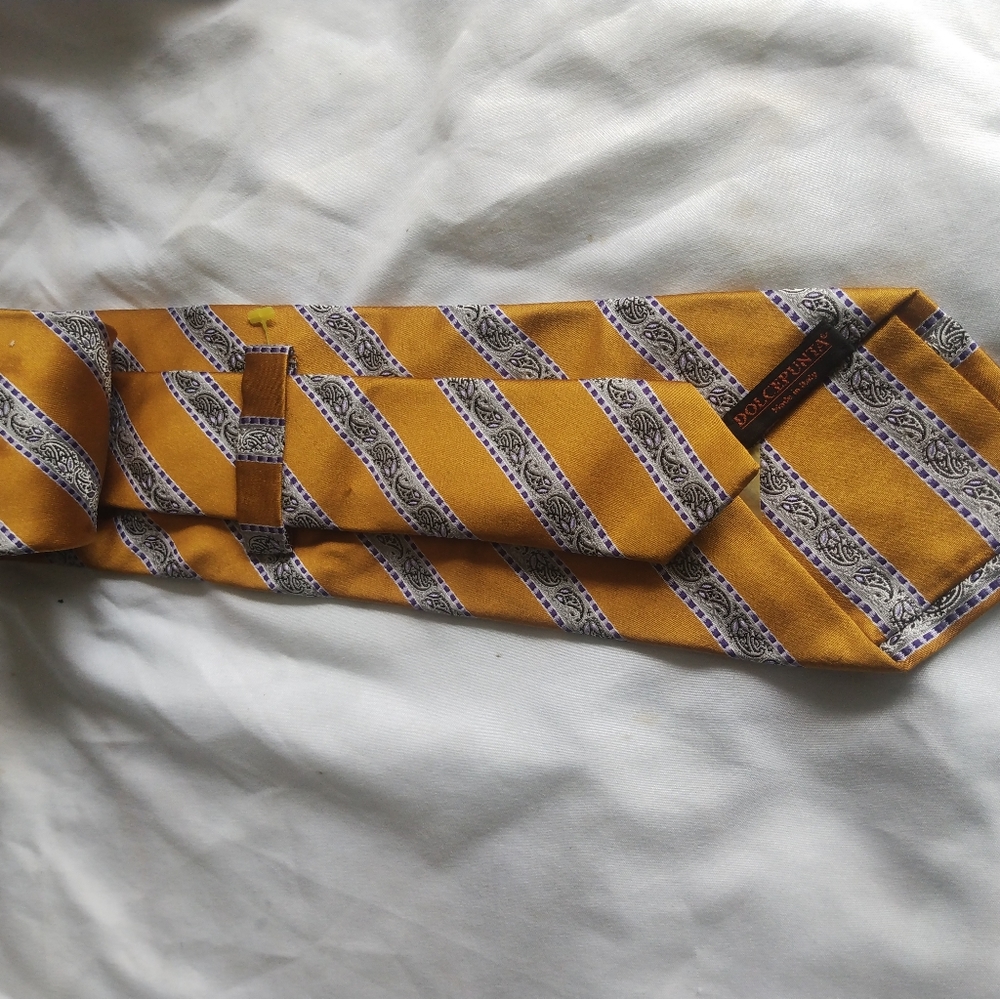 Dolcepunta Gold Stripe Men's Silk Tie